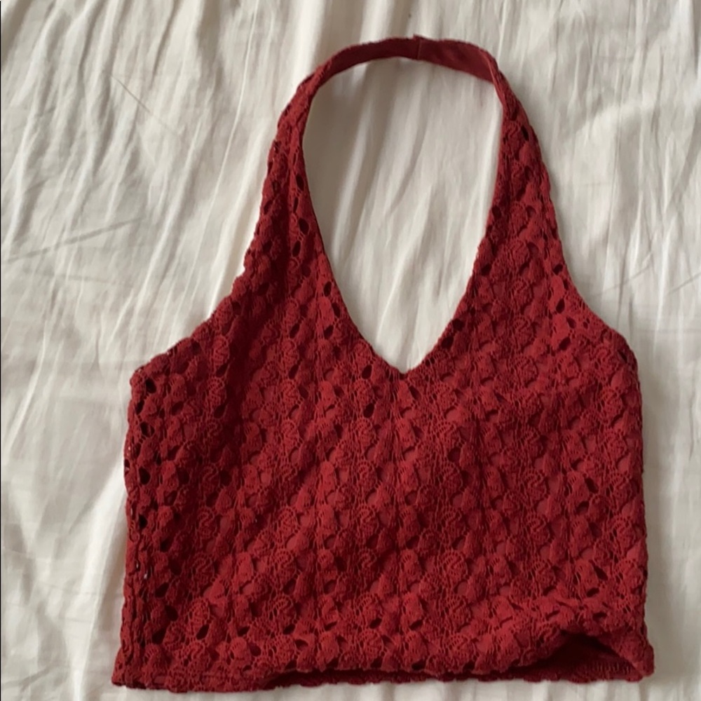 Red crochet halter top size small
